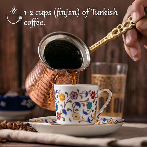 CRYSTALIA Premium Türkische Kaffeekanne Kupfer, Handgemachte Kupfer Cezve